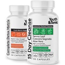 Jóvenes &amp; Tonic 15 días de limpieza &amp; carb Matrix Soporte para Bloating, Gut & Metabolism Health, Break The Plateau, Feel Lighter & Energized, Colon Cleanser & Detox con ACV, Glucomannan, Chromium, 60 pastillas