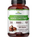 Zazzee Extra Strength Horse Chestnut 10:1 Extract, 20% Aescins, 120 Vegan Capsules, 4 Month Supply, Aesculus Hippocastanum, Healthy Circulation & Blood Flow Support, Non-GMO, Made in the USA