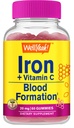 WellSi Iron Gummies with Vitamin C -Anemia and Cellular Energy Support, Promotes Red Blood Cell Formation - Energy & Immune System Support -Natural Grape Flavor-60 Gummies
