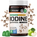 BIO KRAUTER Iodine Gummies - 60 Chews Vegan - 250 mcg Iodide de potasio - Suplemento de yodo con Zink de Selenium - Apple Flavor, Pectin-Based Chews