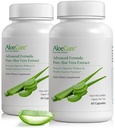 AloeCure Aloe Vera Capsules, Made with Organic Aloe Vera to Gently Support Gut Health & Digestive Comfort, Stomach Acid Buffer, Natural Immune Supplement, Aloin Free, 60 Capsules x 2-Pack