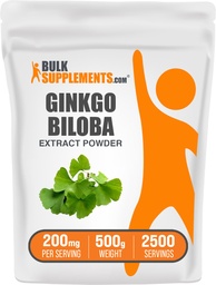 BulkSupplements.com Ginkgo Biloba Extract Powder - from Ginkgo Biloba Leaf, Antioxidante Source, Herbal Supplement - Gluten Free, 200mg per Serving, 500g (1.1 lbs) (Pack of 1)