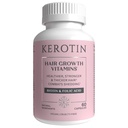 Kerotin Hair Growth Vitamins, Biotin Supplement, DHT Blocker, Collagen Stimulator, for Hair Loss Support, Nail & Skin Care, Incluye Saw Palmetto, Vitamina D3 &amp; Más - 60 pastillas (1 Month Supply)