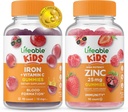 Hierro Lifeable &amp; Vitamina C Kids + Zinc 50mg, Gummies Bundle - Gran Tasting, Suplemento de vitaminas, Gluten Gratis, GMO Gratis, Chewable Gummy