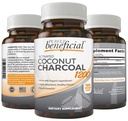 Carbón de coco activado 1200mg, 180 cápsulas - Píldoras para sistema digestivo, Bloating, Vegan (1 botella)