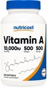 Nutricost Vitamina A 10,000 UI, 500 cápsulas de Softgel