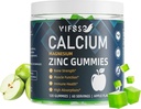 Calcio Magnesio Zinc Gummies 600mg con vitamina D3 K2, 120 Gummies de Calcio Libre de Azúcar Gummies Complejo de Alta Absorción Suplemento de calcio 70+ Trace Minerals for Bone Strength, Vegan