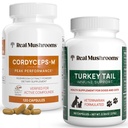 Real Mushrooms Cordyceps for Humans (120ct) & Turquía Tail for Pets (90ct) - Bundle for Energy, Vitality, and Immunity - Vegan, Non-GMO, Grain-Free, Gluten-Free Mushroom Extract Capsules