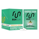 RUN GUM Tropical Boost Energy Chewing Gum 50mg Caffeine Taurine & B-Vitamins Por Piece, 24 piezas (Pack of 12) Sugar Gratis, Zero Calorie, No Aspartame y Gluten Gratis, 1 ea