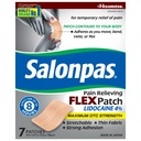Salonpas Maximum OTC Strength Lidocaine 4% Pain Relieving FLEX Patch, Aplicar hasta 8 horas, No centrado, Thin, Flexible, Ligero, Patch Stays in Place, 7 Patches