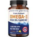 Triple fuerza DHA Omega 3 Fish Oil 3600 mg ← Sobre 2100mg Omega-3 Fatty Acids con 860mg de DHA Silencio 1300mg EPA ← Mejores ácidos grasos esenciales ← Premium Wild Caught " Burpless Fish Oil TEN 120 ct.