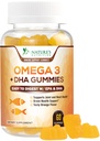 Omega 3 Mangas de aceite de pescado, corazón sano Omega 3 Gummy Suplemento con alta absorción DHA &amp; EPA, Extra Strength Joint & Brain Support, Delicious Orange Flavor Fish Oil Nature's Vitamin - 60 Gummies