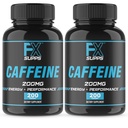 FXSUPPS Caffeine 200 mg Píldoras (2-Pack, 400 Cápsulas) – Suplemento de Apoyo Energético de Acción rápida para Hombres y Mujeres