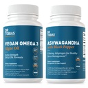 Dr. Tobias Vegan Omega 3 Algae Oil and Ashwagandha Capsules, Supports Resilience, Immune Health, and General Wellness, Non-GMO, Vegan