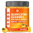 Quercetina libre de azúcar con bromelainas para niños &amp; adultos - inmuno, antioxidante, apoyo estacional, 1000 mg suplementos de quercetina con bromelaina, zinc, aderberry, vitamina C D3 E, Vegan, 60 condes