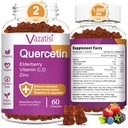 Quercetina Gummies, Quercetina con Vitamina C Zinc, Bromelain, Elderberry y Vitamina D, Apoyo Inmunitario Adultos Niños, Mujeres Hombres 120 Gummies Chewable