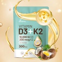 VivoNu Vitamina D3 K2 10000 UI con MK7-300 Aceite de coco virgen Softgels, 2 en 1 Complejo de vitaminas D &amp; K tención Vitamina D3 con K2 ((1Bag)