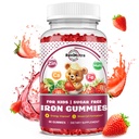 Complemento de Hierro Gummies para Niños - con Calcio, Zinc, Niños Multivitamina con Gummies de Hierro - Apoyo Inmunitario, Constructor de Sangre &amp; Apoyo Energético para la Deficiencia de Hierro, Anemia, Vegan - 60 Conde