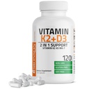 Bronson Vitamina K2 (MK7) con D3 Suplemento No GMO Fórmula 5000 UI Vitamina D3 &amp; 90 mcg K2 MK-7 Easy to Swallow D & K Complex, 120 cápsulas