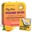 Vitamina D3 K2 Suplemento 5000 UI - Fajas orales de absorción rápida para la salud de los huesos y el corazón - Vitamina D K2 Fórmula de base vegetal - D3K2 - Vitamina D3 con K2- No GMO - Libre de azúcar (30 conde)