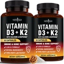NUEVO AGE Vitamina D3 5.000 UI + K2 MK-7 100 mcg - 2-en-1 Hueso, Immune & Heart Support, Fácil de Tragar, No GMO - 120 cápsulas