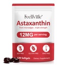 Suplementos de Astaxanthin, Astaxanthin 12mg, 120 Softgels Antioxidante Astaxantina Suplemento para el ojo, la piel, la salud conjunta, apoya la circulación interna " Salud del corazón, no GMO " No Gluten