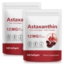 Astaxanthin 12mg, 120 Softgels, (2Pack)Premium Astaxanthin Antioxidant Suplementos con actividad antioxidante, soporta el ojo, la piel, la salud conjunta del sistema inmunológico, fuente de microalgas frescas, no GMO