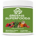 Suiyilary Greens Superfoods Powder for Digestive Health, Sugar Free Super Greens Powder, Spirulina, Clorella para Bloating & Gut Support, Daily Support for Women, Mixd Berry (15 Servings)