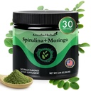 Orgánica Spirulina + Orgánica Moringa Verde Polvo, Libre de gluten, Vegan Amistad, Detox &amp; Digest, Superfoods 30 Servings Made in USA