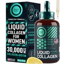 WILD FUEL Líquido colágeno péptidos con vitaminas de biotina para la piel del cabello y uñas - 30,000mcg Líquido colágeno para mujeres y hombres más biotina - sabor limón, hasta 2 meses - 2 oz