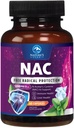 Suplemento NAC - 1200 mg por servicio N-Acetyl-L-Cysteine – Optimal Absorption Immune Support with Powerful Antioxidants - Respiratory & Liver Health Support - Gluten Free, Bottled in USA - 60 cápsulas