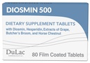 Dulac Diosmin 500, Micronized Diosmin Hesperidin Suplemento dietético 1000mg por servidumbre, Extracto de Castaña de Caballo, Extracto de Pecho Rojo de Carnicero, Apoyo a la Circulación Legislativa, 80 Tabletas, Hecho en Italia