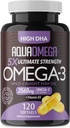 5X Ultimate Strength Omega 3 Suplementos de aceite de pescado con EPA y DHA Omega-3 Ácidos grasos y vitamina D, Burpless Fish Oil Omega3 con suplementos de DHA alto, Suplemento Omega de sabor, 120 Softgels