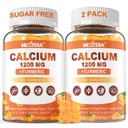 Calcio 1200 mg con vitamina D3 Gummies - Calcio + Suplemento Turmérico para Mujeres y Hombres con Vitamina K2 B12 - Soporte Bono &amp; Muscle - Sugar Gratis - Vegan (120 Conteo)