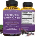 Viva Naturals Elderberry con Vitamina C y Zinc (120 cápsulas) - 1000mg Sambucus Elderberry Immune Support Suplemento, Black Elderberry Capsules for Adults, Elderberry Vitamins - 2 Meses Supply