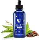 Solución para el limpiador de oídos de kin+kind - Lavado de oído de perros orgánicos " Tiradas de oído fáciles de usar para perros – Limpia la cera, la mugre "  olor – Limpiador de oído suave w/Witch Hazel, Aloe Vera " Tea Tree Oil – Made in USA 4 fl oz