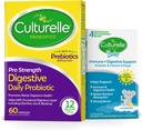 Culturalle Pro Strength Daily Probiotic Capsules, Probiotics for Men &amp; Women 60 Cuenta, 2 meses + Culturelle Baby Immune & Digestive Support Probiotic + Vitamin D Drops 0-12 Meses, 30 Day Supply, 9ml
