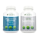 Magnesium Glycinate 400mg + Selenium 200mcg - Vegan Bundle - 270 Tablets &amp; 365 Capsules - Made in USA