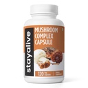 STAY ALIVE Mushroom Complex 1000mg, 6-in-1 Mushroom Suplemento w / Lions Mane, Reishi, Chaga, Cordyceps, Maitake y Turquía Extract Powder, 120 Píldoras Vegan, no GMO &amp; Gluten Free Herbal Capsules