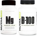 NutraBio B-100 B Complejo de vitaminas y suplemento de magnesio reaccionado Bundle – Suplemento de vitaminas Bundle puede ayudar con sistema inmunitario, salud ósea, cabello saludable, piel y uñas