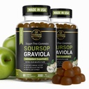 Soursop Leaves & Soursop Fruit Gummies - 3000mg Soursop Extract - 2 Pack Graviola Suplemento - Soursop Fruit and Leaf - 120ct - Sugar-Free - Gluten Free – Non-GMO – Vegan Friendly