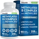 Complejo B metilcobalamina con metalfolato y B12 Metilcobalamina 1000 mcg - Multivitamina metilada para energía, función cerebral y bienestar - Complejo de vitamina B para hombres y mujeres (90 servidumbres) (Pack of 1)