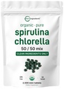 Micro Ingredientes Espirulina Orgánica Chlorella Mini Tabletas, 2.500 Tabletas (8 Mes de Suministro) TEN 50/50 Blend Superfood TEN Cracked Cell Wall for Better Absorption