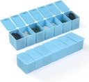 Organizador semanal de pequeñas píldoras, caso de 7 días de píldoras, caja de medicina diaria de vitaminas, envases de píldoras para suplementos de aceite de pescado(2Pcs, azul)