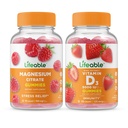 Magnesio vital + vitamina D 5000 UI, Gummies Bundle - Gran Tasting, Suplemento de vitaminas, Gluten Gratis, GMO Gratis, Chewable Gummy