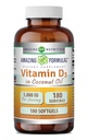 Fórmulas asombrosas Vitamina D3 con suplemento de aceite de coco TENIDO 5000 UI Por Servir TEN 180 Softgels TEN NO-GMO TENIDO Gluten Free TEN Made in USA