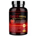ZEBORA CoQ10-300mg con Trans-Resveratrol, PQQ & Vitamina E - Coenzyme-Q10 de alta absorción con BioPerina - Potencial antioxidante para el corazón & energía-producción,120 cápsulas vegetales