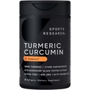 Investigación Deportiva Curcumina Turmérica Complejo C3 500 mg, Aceite de Pepper Negro mejorado y de coco orgánico para una mejor absorción; No GMO y Gluten libre - Curcuminoides de 95% estandarizados (60 Conde Softgels)