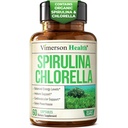 Espirulina orgánica y cápsulas Clorella - Espirulina cápsulas con pólvora Clorella para Immune, Antioxidante &amp; Energy Support. Nutritious Super Green. Vegan " Non-GMO. Tercera Parte testó. 60 Caps