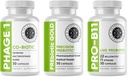 Intestinal Fortitude Gut Health Supplement Bundle - PREbiótico Gold, PRO-B11, Phage 1 - w/Gold Kiwifruit Pectin, SCFAs, y 22 Billion CFU para Microbiome Support, Gluten, Soy, " Dairy-Free Capsules
